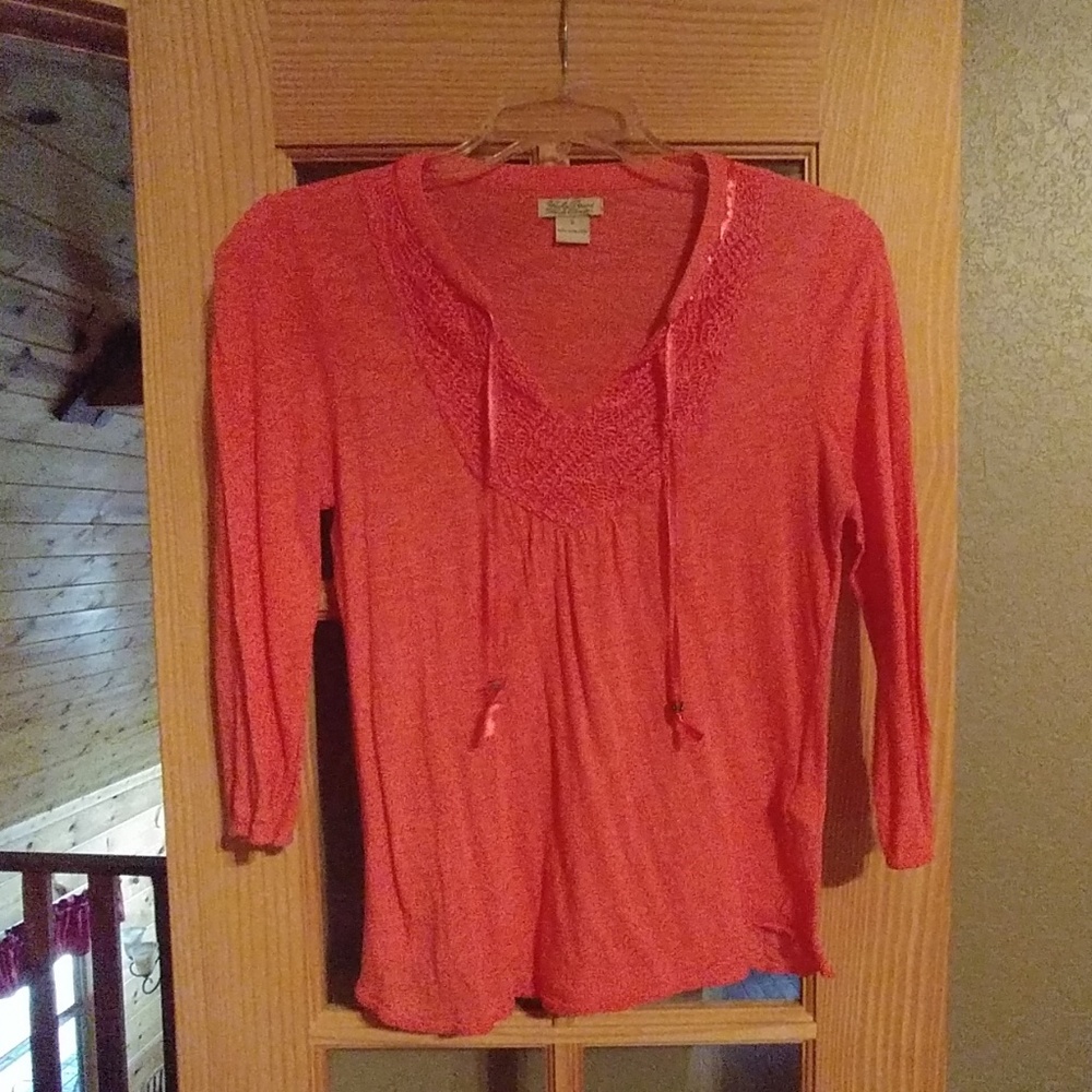 Lucky Brand Coral top with ribbon detail